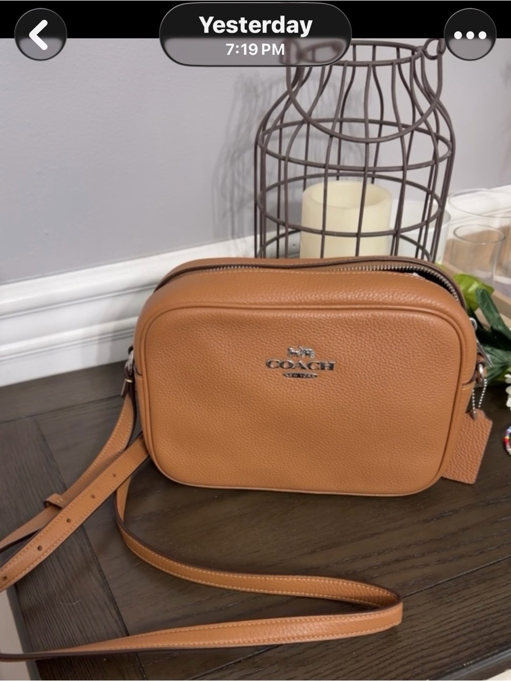 Coach Pebbled Leather Crossbody in Saddle Tan